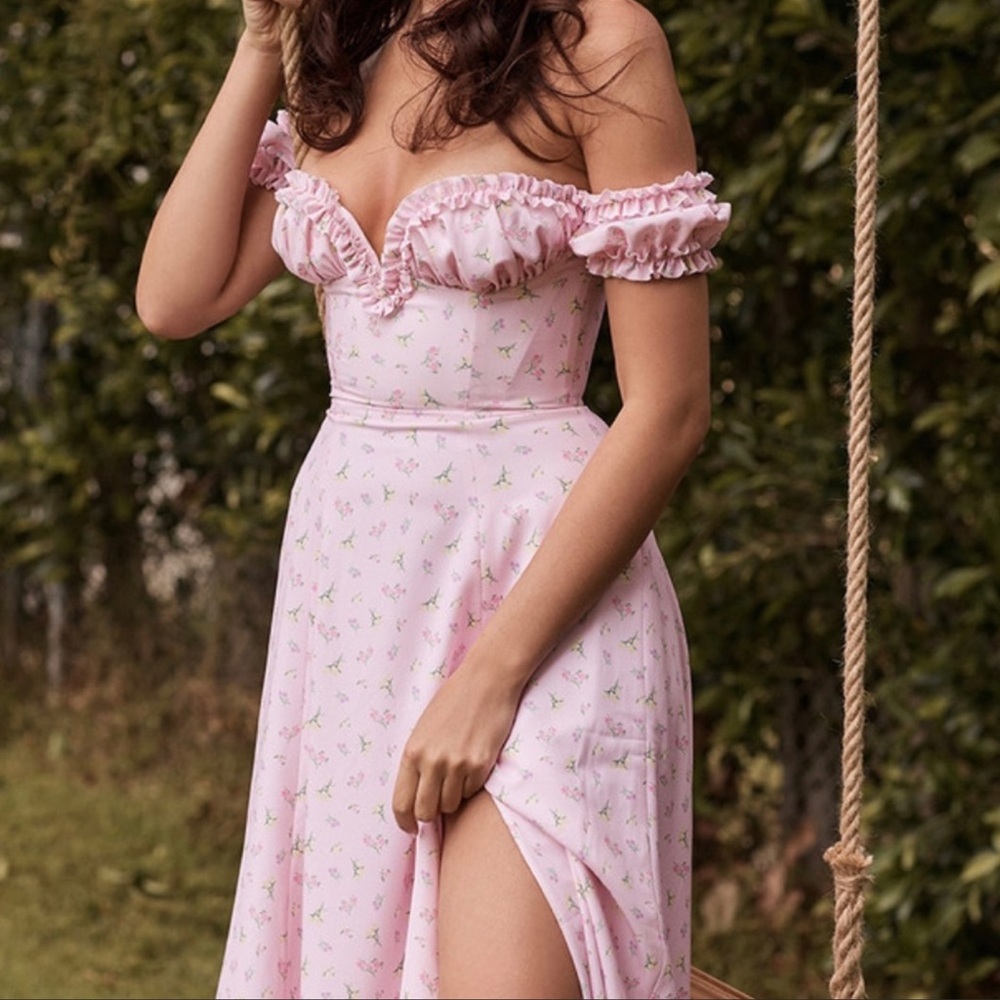 House of CB XS. Lauren Floral corset midi summer dress